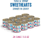 Weruva BFF Minced Natural Wet Cat Food, Tuna and Shrimp Sweethearts in Gravy, 5.5oz Can, Pack of 24
