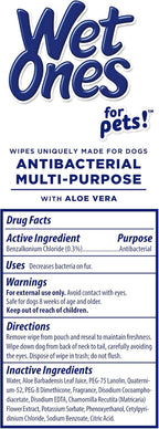 Wet Ones for Pets Multipurpose Dog Wipes with Aloe Vera, Tropical Splash Scent - Pet Bathing Wipes in Canister for Dog Paws & All Over Use, 50 Count - 3 Pack