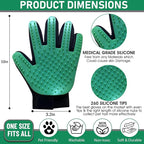 Upgrade Pet Grooming Gloves, Grooming Gloves for Dogs, Cats, Rabbits & Horses with Long and Short Hair, Efficient Pets Hair Remover Mittens - 1 Pair (Green)