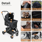 Dog Cat Stroller, Suitable for Dogs and Cats Weighing No More Than 66 Pounds, Foldable 4 Wheels Pet Strollers, Travel Small Dog Pet Stroller with 4 Wheels (Black)