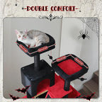 PAWZ Road 70 Inch Cat Tower, Gothic Cat Tree with 2 Cozy Condos, 2 Plush Perch, Large Basket, 2 Scraching Pad & 6 Scraching Posts for Indoor Cats Large Adult