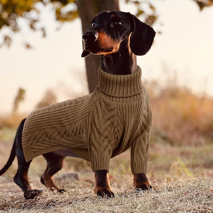 ASENKU Extra-Large Dog Sweater, Dog Sweaters for Extra Large Dogs, Pet Sweatshirt Apparel Turtleneck Pullover Winter for Doberman, Great Dane (Coffee, 4XL)
