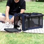 Medium Cat Carrier Large Cat 15 lbs+ Soft Pet Carrier Small Puppy/Ventilated 2 Kittens Car Travel Bag Case/Comfy Big Maine Coons 25 Pounds/Soft-Sided Mesh Kitty Products Dark Blue