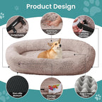 JOLLYVOGUE Human Dog Bed for Adults and Pets, Ultra-Soft Plush Giant Dog Bed with Egg Crate Foam, Non-Slip Base, and Machine Washable Cover - Ideal for Relaxation and Napping, Brown