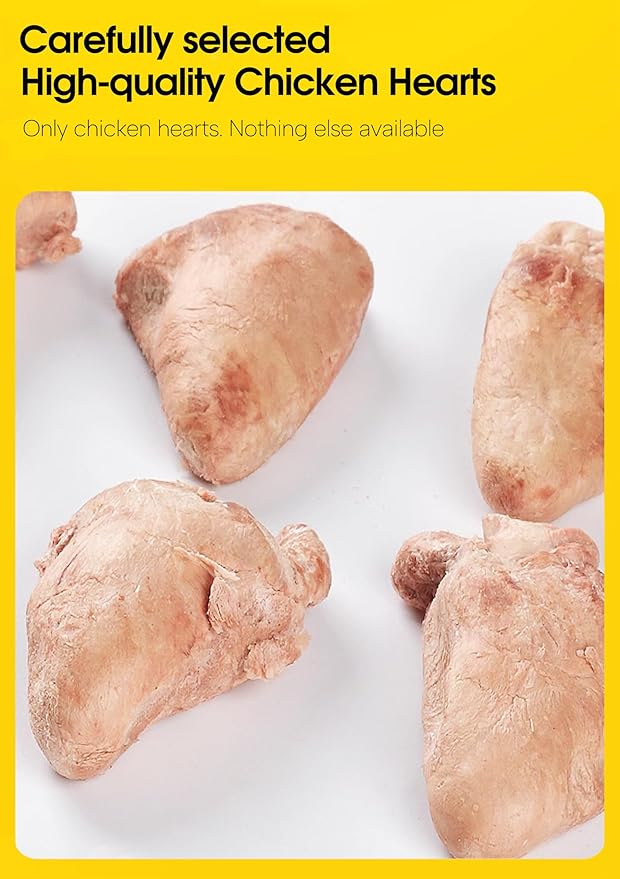 7 OZ Freeze Dried Chicken Hearts Treats for Dogs Cats, High Protein Raw Dog Food Topper, Single Fresh Ingredient Treats, Rawhide Free