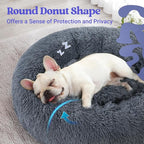 rabbitgoo Calming Dog Bed for Small Medium Dog, 27 inches Pet Bed Machine Washable, Non-Slip Round Fluffy Plush Faux Fur Dog Bed, Soft Donut Cuddler Cushion for Small Dog, Dark Grey