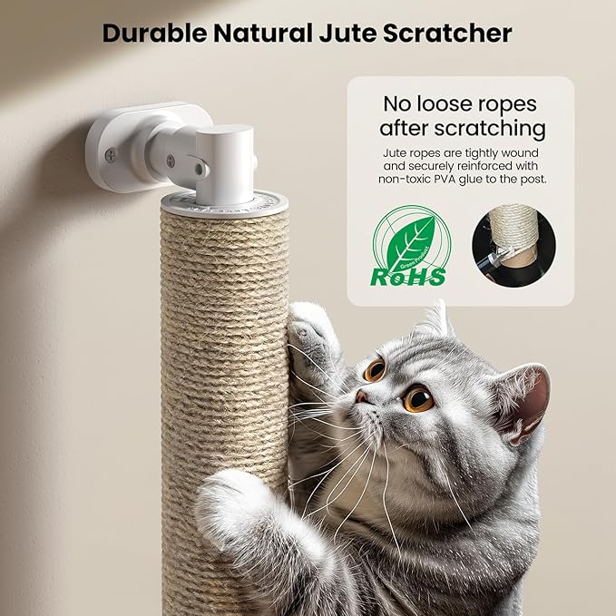SVD.PET Cat Scratching Post Wall Mounted, 37.5" Tall Cat Scratcher for Wall with Hanging Toys, Jute Cat Wall Scratcher for Large Cats Indoor Cat Wall Furniture