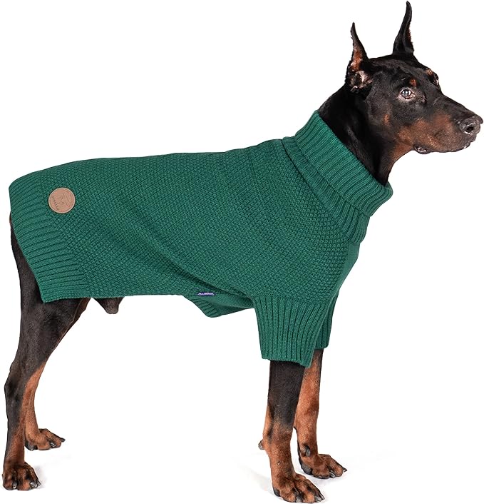 cyeollo Dog Sweater Pullover Turtleneck for Large Dogs, Classic Knitwear Fall Winter Cold Weather Dog Clothes Warm Pet Apparel Large Big Dogs Sweaters, Green 3XL