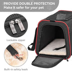 Petsfit Expandable Dog Carrier Large Cat Carrier, Soft-Sided Portable Collapsible Pet Travel Carrier for Kittens, Puppies or Small Animals, 19 x12x12 Inches, Black