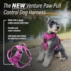 Doggie Design Venture Paw No Pull Dog Harness - Simple Adjustable Puppy Harness - Anti Pull Dog Collar for Walks and Outdoor Adventures - Wild Raspberry, M