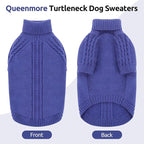 Queenmore Dog Sweaters for Small Dogs, Long Sleeve Doggie Sweater with High Neck, Soft Comfortable Pet Pullover with Patterns, Christmas Warm Dog Kintsweater for Chihuahua Yorkie Pomeranian (Blue,S)