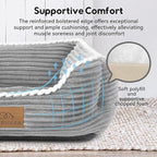 Rectangle Cat Dog Bed for Large Medium Small Pets Indoor Outdoor Machine Washable Sleeping Sofa Non-Slip Bottom Soft Puppy Bed Durable Orthopedic Calming Pet Cuddler (Large, Grey)