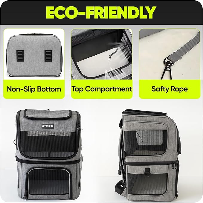 Cat Backpack Carrier for 2 Cats, Kittens or Small Dogs, Foldable & Breathable Pet Travel Bag, Cat Carrier Soft Sided & Lightweight, Holds up to 10kg, Ideal for Hiking, Camping & Picnic