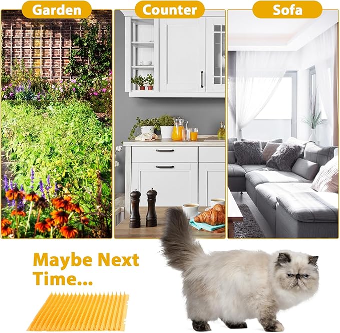 16 Pack Cat Repellent Outdoor Mat Cats Dogs Plastic Bendable Spiked Deterrent Training Repellent PET Mats with Spikes for Indoor Outdoor Supplies, 18.3 Square Feet, 16 x 13 Inch(Orange)