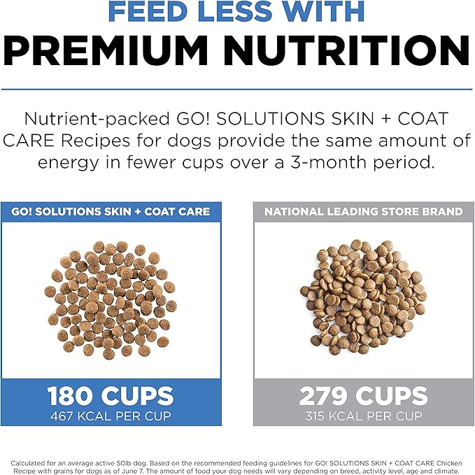 Go! Solutions Skin + Coat Care, Dry Dog Food, Chicken Recipe with Grains, 12 lb Bag