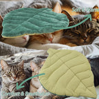 Leaf Shaped Self-Warming Cat Bed Mat – 26"x20" Cotton Pet Pad, Cat Blanket for Indoor Cats, Cat Lick Mat, Cat Heating Pad, Soft Kitten Cushion & Puppy Mattress (Green)