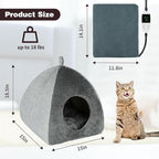 Rypet Heated Cat Bed Cave, Adjustable Temperature Heated Pet Bed Indoor with Timer and Timer, Indoor Cat Cave Bed Cat House with Removable Washable Cushioned Pillow and Chew Resistant Cord Update