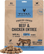 Vital Essentials Freeze-Dried Raw Beef & Chicken Meal or Mixer Cat Food Soft Nibs | 99% Beef, Chicken, Organs & Bone | 12 oz