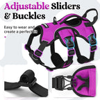 rabbitgoo Escape Proof Dog Harness, Soft Padded Full Body Pet Harness, Reflective Adjustable No Pull Vest with Lift Handle and Lesh Clip for Large Dogs Walking Hiking Training, S, Purple