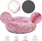 Aurako Cat Bed Dog Bed Round Cushion Pet Bed Mat Ultra Soft Plush Donut Sofa Comfortable Pillow Machine Washable Pet Cuddle Beds for Kitten Small Medium Large Dogs Cats 28" Pink