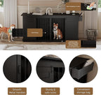 78.8" Double Dog Crate Furniture with Sliding Barn Doors, 4 Storage Spaces, Extra Large Indoor Pet Kennel for 2 Dog, Farmhouse Style Cage (Advanced Black)