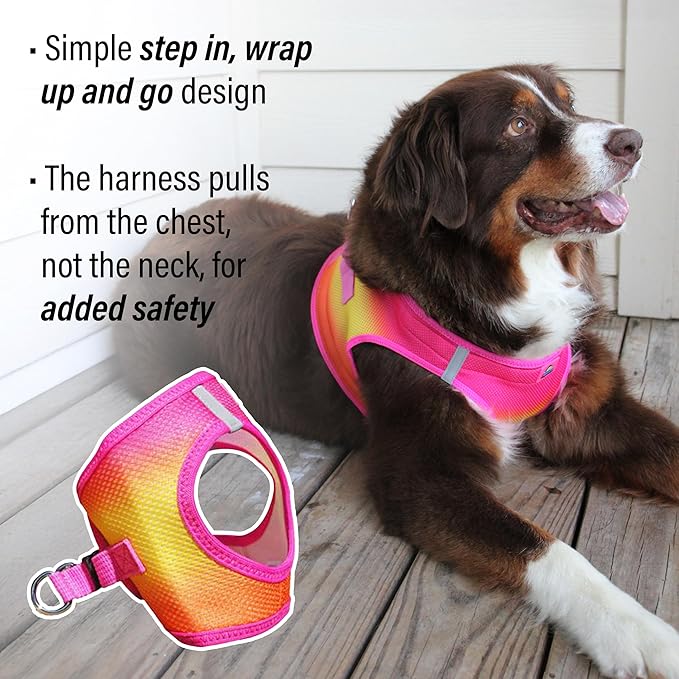 Doggie Design Dog Harness - No Choke Harness for Pets, Dog Vest, Mesh Polyester, Simple Step in and Go Design, Reflective Vest for Dogs - Raspberry Pink and Orange, 3XL