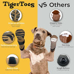 DOK TigerToes Premium Non-Slip Dog Socks for Hardwood Floors - Extra-Thick Grip That Works Even When Twisted - Prevents Licking, Slipping, and Great for Dog Paw Protection (Cool Caramel, Medium)