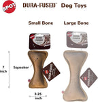 SPOT Dura-Fused Leather Small Bone Dog Toy – Durable Chew Toy with Real Leather & Jute, Squeaker, and Double-Stitched Seams for Moderate Chewers, Small & Medium Dogs, 7in