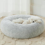 WNPETHOME Calming Dog Bed Cat Bed Donut, Faux Fur Pet Bed Self-Warming Donut Cuddler, Comfortable Round Plush Dog Beds