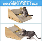 ROYALAY Litter Box Ramp for Elder Cats & Kitten,Corrugated Paper Cat Scratcher Post, Cat Scratching Board with a Ball for Control Cat Litter Suitable for the Second Generation Automatic Cat Litter Box