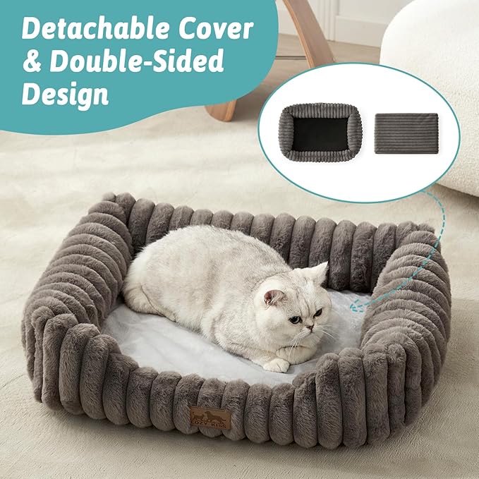 Orthopedic Dog Bed for Medium Dogs & Large Dogs - Washable Rectangle Pet Bed with Anti-Slip Bottom, Soft Calming Cat & Puppy Bed for Indoor Pets (35"x25"x8", Grey)