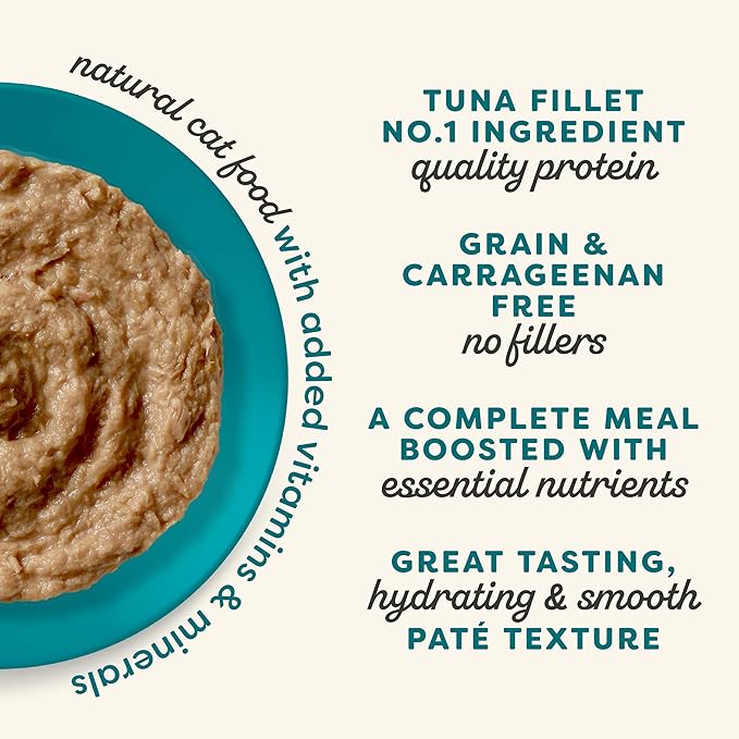 Applaws Vitality Wet Cat Food Paté, Natural Canned Cat Food, Wet Food for Cats with Added Vitamins and Minerals, Grain Free, Carrageenan Free, Tuna Fillet and Mackerel Recipe (24 Count, 2.47 oz Cans)