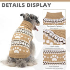 KOOLTAIL Cable Knit Dog Sweater Turtleneck, Cold Weather Pullover Classic Knitwear, Cute Paws Pattern Thick Warm Winter Pet Clothes, Dog Christmas Sweater for Small Medium Large Dogs Cats,Khaki SM