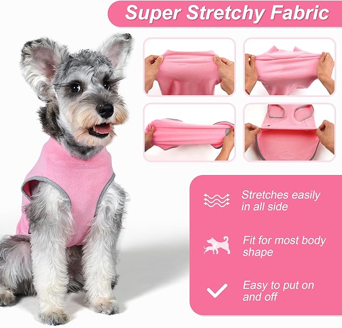 cyeollo 2 Pack Fleece Dog Sweater Vest Dog Sweatshirt Reflective Lightweight Pet Clothes for Medium Large Dogs Girl Pet Apparel Pink, Fuschia, XXL