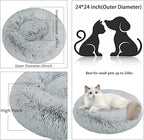 Cat Beds for Indoor Cats,24 Inch Dog Bed for Small Melium Large Dogs, Washable-Round Pet Bed for Puppy and Kitten with Slip-Resistant Bottom