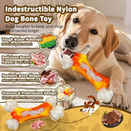 Dog Toys for Aggressive Chewers, Indestructible Dog Chew Toy for Large Dogs, Tough Dog Toys to Keep Them Busy for Small Medium Large Breed, Dog Chew Bone Toy, Bacon Flavor (Orange Bone)