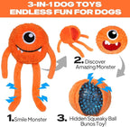 Fida Dog Chew Toys for Aggressive Chewers(3in1), Squeaky Dog Toys for Large Dogs, Interactive Dog Toys to Keep Them Busy, Dog Ball for Small, Medium and Large Dogs(Orange)