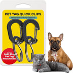 LuckyPet Klippy Pet Tag Quick Clips - Cat & Dog Collar for ID Tags Holder Efficient Ring Attachment Clip for Safety - Black, 2 Pack