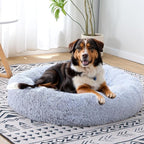 Donut Dog Bed, Dog Beds, Cat Bed, Washable Round Bed for Small Dogs, Indoor (Light Grey, 24", S)