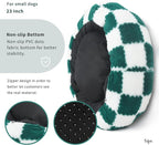 Dog Bed Small Size Dog Washable Round Donut Checkered Green Pet Beds for Small Dogs Orthopedic Snuggle Bed 23 Inch