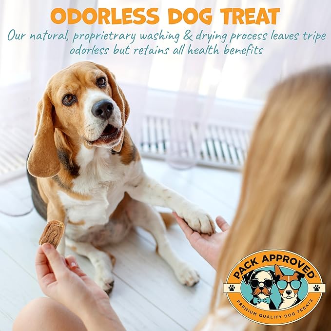Lamb Tripe - Single Ingredient & Dehydrated Dog Treats - Lamb Treats for Sensitive Stomach - No Hide Dog Chews Tripe - 10oz