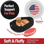 Majestic Pet 40 Inch Suede Shredded Memory Foam Mix Calming Large Dog Bed Washable 40 x 29 x 9 (Inch) - Cozy Soft Round Donut Dog Bed with Spine for Head Support - Pet Bed Black