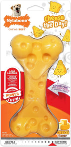 Nylabone Cheese Bone Power Chew Toy for Dogs, Cute Dog Toys for Aggressive Chewers, Cheese Flavor, X-Large Dogs - 50+ lbs, 1 Count