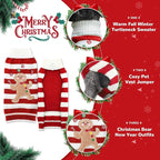 PETCARE Christmas Dog Costume Pet Sweater Vest Cute Bear Red Striped Cat Sweaters Warm Winter Dog Clothes for Small Medium Large Dogs Cats Ugly Xmas Puppy Doggy Chihuahua Yorkie Outfits