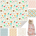 17.7" Cat Grooming Wrap, Cat Wrap for Cutting Nails, Self-Adherent Fabric Wrap for Cats, Cat Burrito Wrap Anti-Scratch, Anti-Escape, Multifunctional Swaddle Wrap Pet Tool (Funny Bear, Medium)