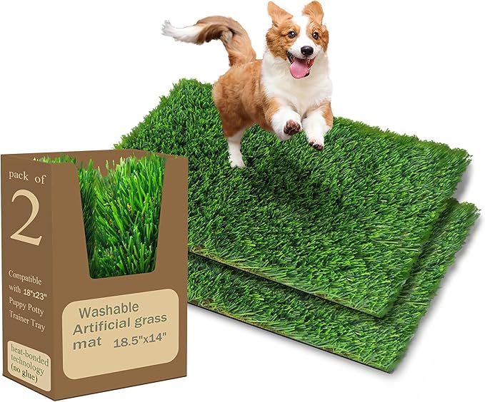 2026 Pheromone Washable Artificial Grass Dog Potty Pad - Fake Grass Pee Pad,Reusable Indoor/Outdoor Puppy Training Mat for Dogs & Small Pets18.5x14 2Pack