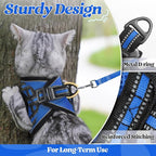 rabbitgoo Cat Harness and Leash Set for Walking Escape Proof, Adjustable Soft Kittens Vest with Reflective Strip for Cats, Comfortable Outdoor Vest, Blue, S