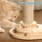 Made4Pets Cat Scratching Post, Cat Self Groomer for Indoor Cats, Cloud Soft Perch for Rest, 17.5" Tall Natural Sisal Scratcher Cat Grooming Interactive Ball Track Toys for Small Cats Kittens