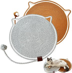 Cat Scratching Mat Natural Cotton Rope Cat Scratching Pad, Large Size Scratcher Mat with Toy (2 Packs 19.6'') (Grey + Brown)