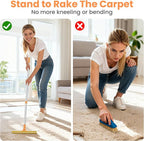 3 in 1 Carpet Rake for Pet Hair Removal, Tool Set of 3, 55” Long Handle Carpet Pet Hair Removal Carpet Scraper Dog Cat Hair Remover for Sofa, Couch, Car, Rug (Orange)